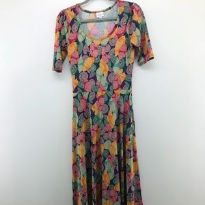 LulaRoe Ana Maxi Dress Paisley Floral Pink Purple